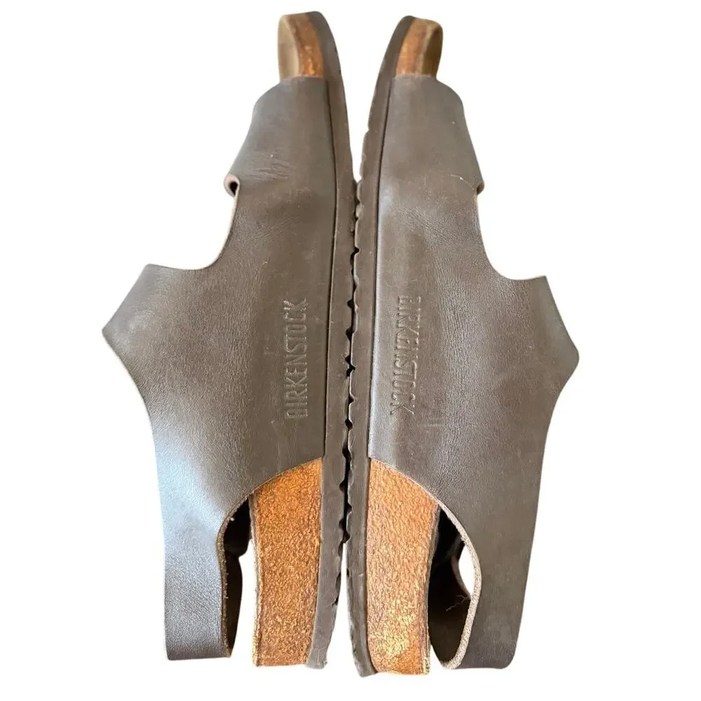 Birkenstock Milano Brown Leather Multi Buckle Cork Base Sandal Size 45 (12-12.5)